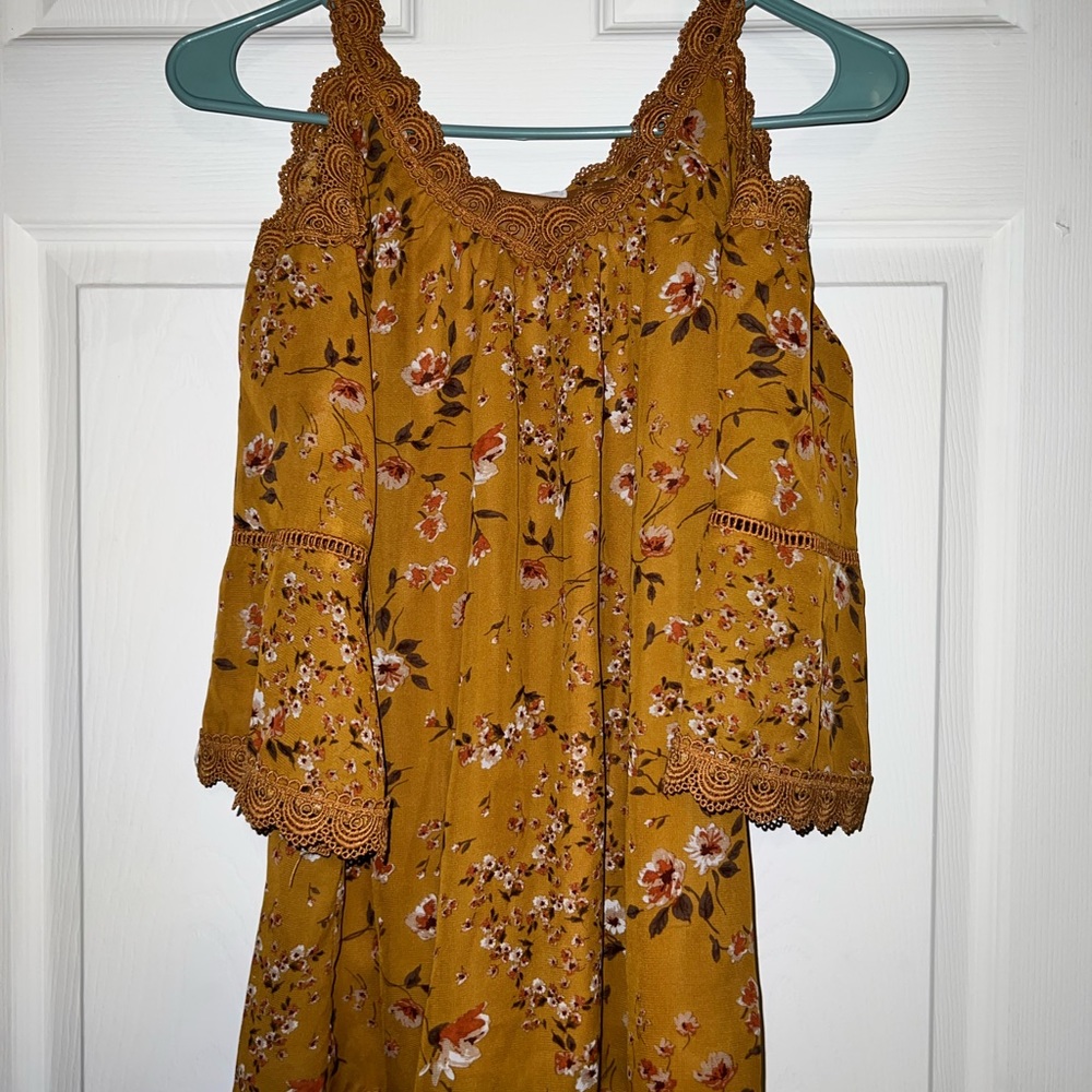 Floral open shoulder top